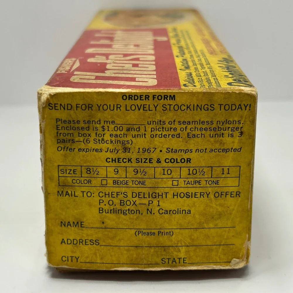 Vintage Fisher's Chef's Delight‎ 2lb Cheese Box 1967 Nylon Offer Wapakoneta Ohio